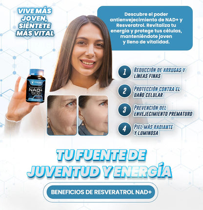 NAD 1500 + RESVERATROL | VITAMINA ANTIENVEJECIMIENTO